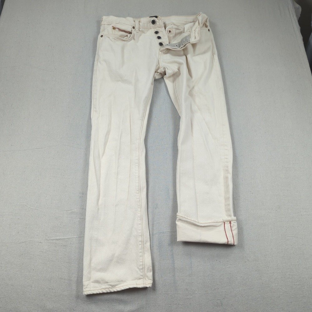 J.Crew Jeans Mens 33x32 Cream 484 Selvedge Red Line